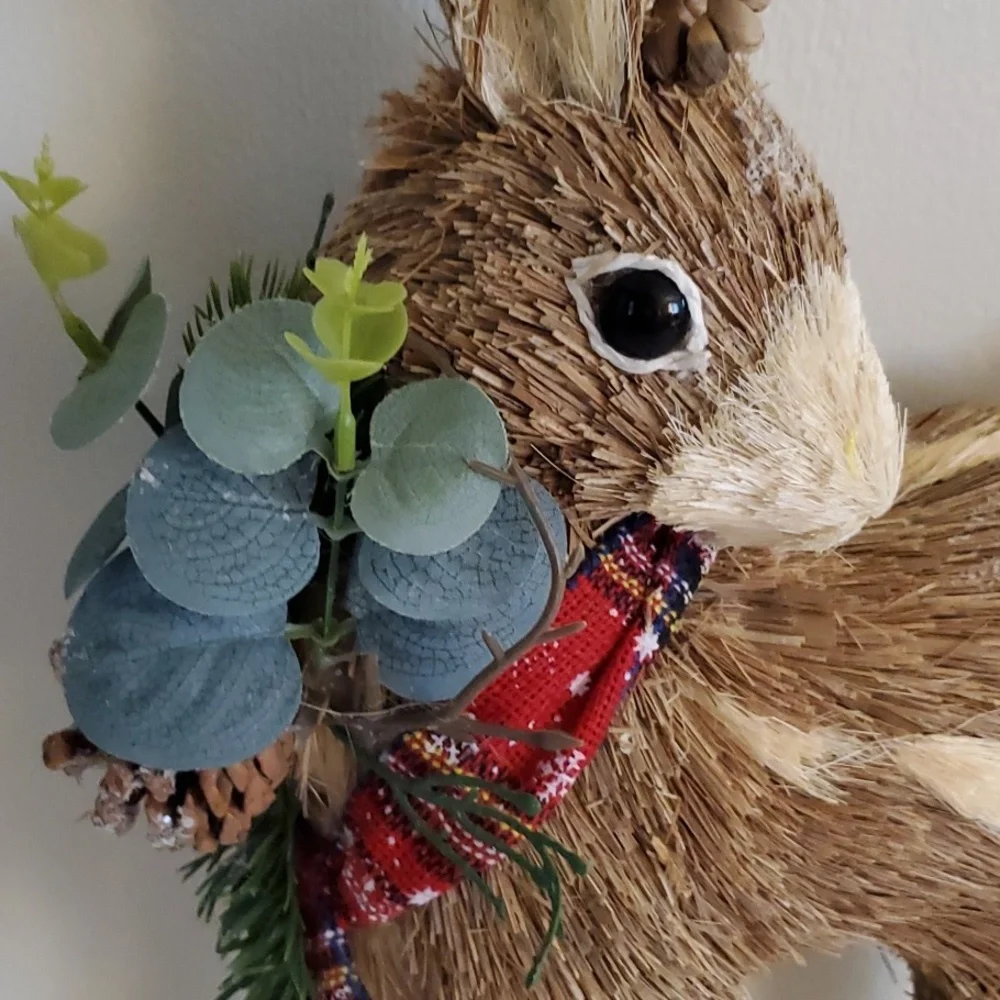 Fall Straw Animal Going Into Christmas Vintage Winter Wonderland Deer - Picture 3 of 7